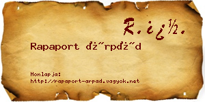 Rapaport Árpád névjegykártya